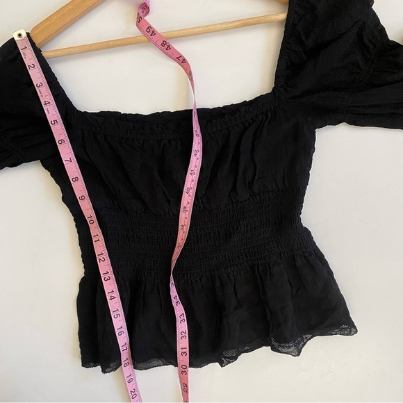 Aritzia || Wilfred Fable Blouse Smocked Peasant Long Sleeve Black Small - Picture 6 of 7
